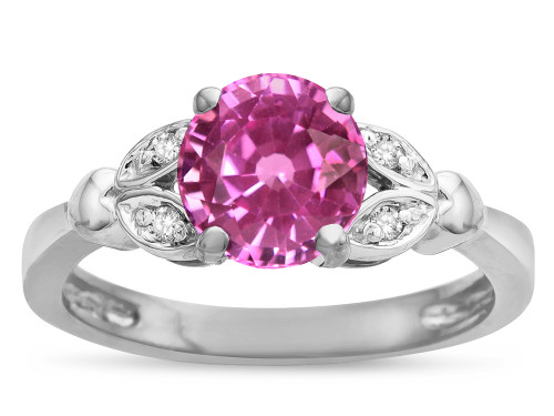 Star K Round 7mm Created Pink Sapphire Marquee Design Promise Engagement Ring - 316774B8