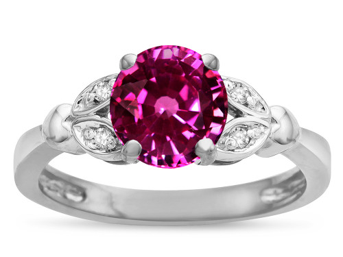 Star K Round 7mm Simulated Pink Tourmaline Marquee Design Promise Engagement Ring - 316796AF65