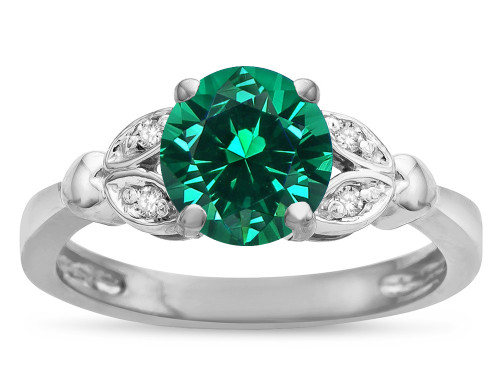 Star K Round 7mm Simulated Emerald Marquee Design Promise Engagement Ring - 316799AF8
