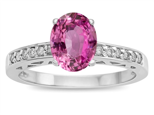 Star K Oval 8x6 Created Pink Sapphire Channel Set Engagement Promise Ring - 316839AP55