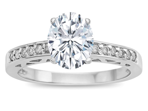 Star K Oval 8x6 Genuine White Topaz Channel Set Engagement Promise Ring - 316823B6