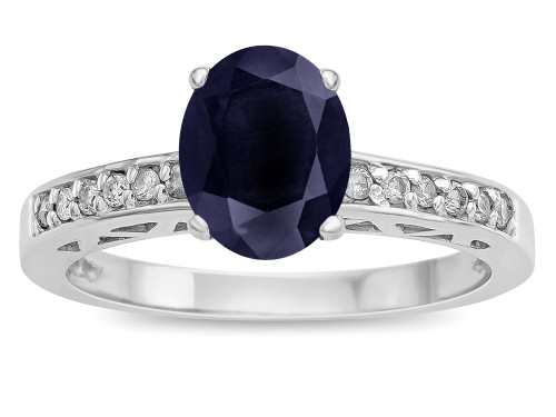 Star K Oval 8x6 Genuine Black Sapphire Channel Set Engagement Promise Ring - 316833W45