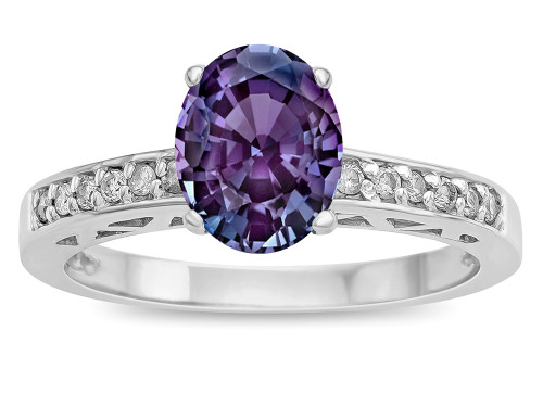 Star K Oval 8x6 Simulated Alexandrite Channel Set Engagement Promise Ring - 316841W45