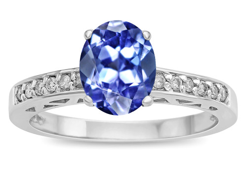Star K Oval 8x6 Genuine Tanzanite Channel Set Engagement Promise Ring - 316829AF7