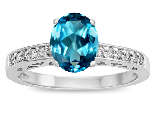 Star K Oval 8x6 Genuine Blue Topaz Channel Set Engagement Promise Ring - 316826W75