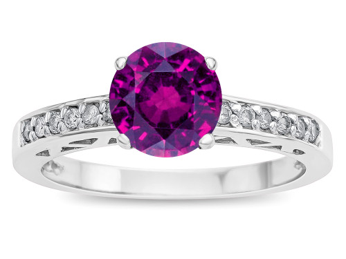 Star K Round 7mm Genuine Rhodolite Channel Set Engagement Promise Ring - 316897P7