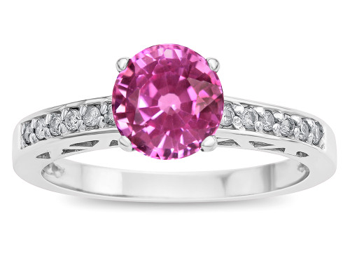 Star K Round 7mm Created Pink Sapphire Channel Set Engagement Promise Ring - 316900A9