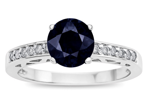 Star K Round 7mm Genuine Black Sapphire Channel Set Engagement Promise Ring - 316893A75