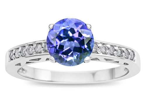 Star K Round 7mm Simulated Tanzanite Channel Set Engagement Promise Ring - 316904A9