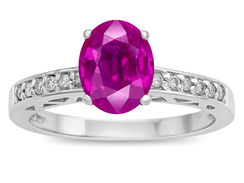 Star K Oval 8x6 Simulated Pink Tourmaline Channel Set Engagement Promise Ring - 316882AF45