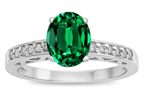 Star K Oval 8x6 Simulated Emerald Channel Set Engagement Promise Ring - 316884AF9