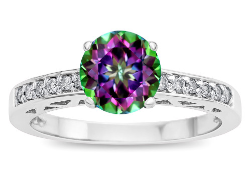 Star K Round 7mm Rainbow Mystic Topaz Channel Set Engagement Promise Ring - 316906B5