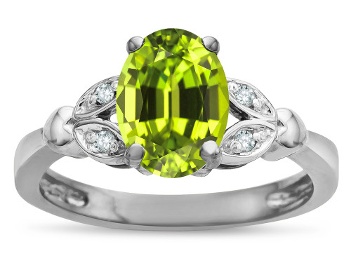 Star K Oval 8x6 Genuine Peridot Marquee Design Engagement Promise Ring - 316658W8