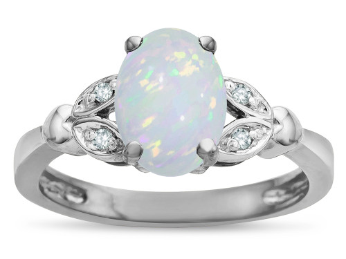 Star K Oval 8x6 Genuine Opal Marquee Design Engagement Promise Ring - 316651AF9