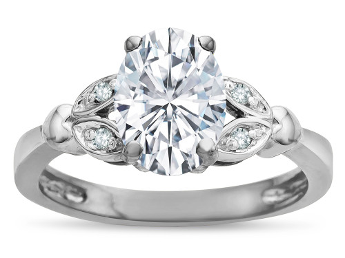 Star K Oval 8x6 Genuine White Topaz Marquee Design Engagement Promise Ring - 316643B45