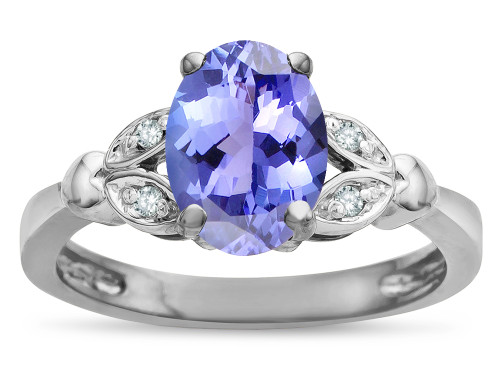 Star K Oval 8x6 Genuine Tanzanite Marquee Design Engagement Promise Ring - 316646AF75