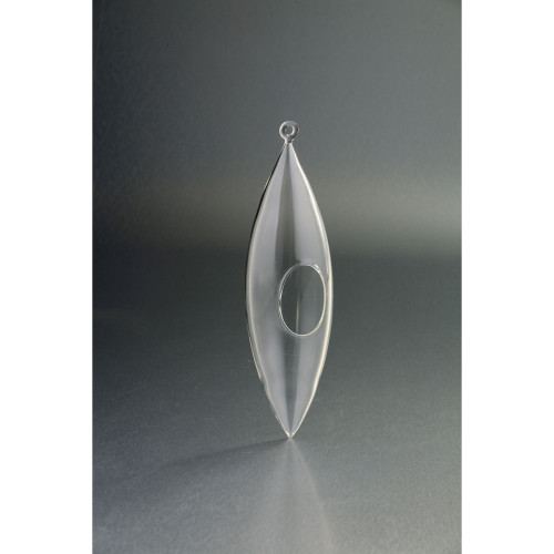 11" Clear Solid HandBlown Oval Glass Candle Holder