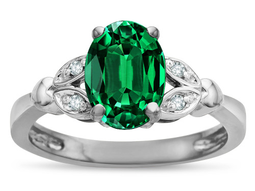 Star K Oval 8x6 Simulated Emerald Marquee Design Engagement Promise Ring - 316665AF65