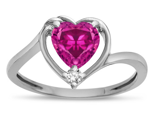 Star K Simulated Pink Tourmaline Heart Bypass Love Knot Promise Ring - 316220AF5