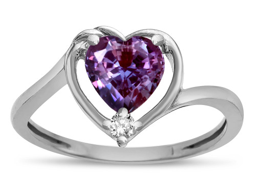 Star K Simulated Alexandrite Heart Bypass Love Knot Promise Ring - 316222AF55