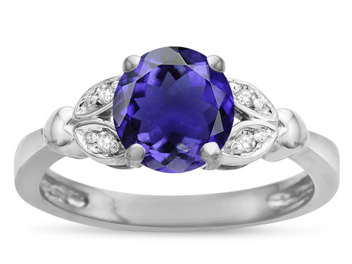 Star K Round 7mm Genuine Iolite Marquee Design Promise Engagement Ring - 316724P9