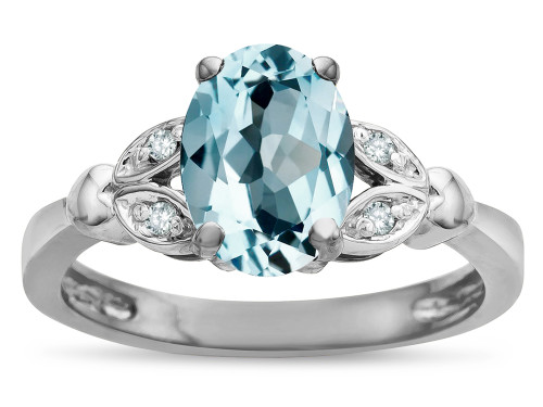Star K Oval 8x6 Genuine Sky Blue Topaz Marquee Design Engagement Promise Ring - 316704AF55