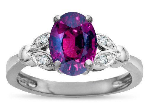 Star K Oval 8x6 Genuine Rhodolite Marquee Design Engagement Promise Ring - 316707AF65