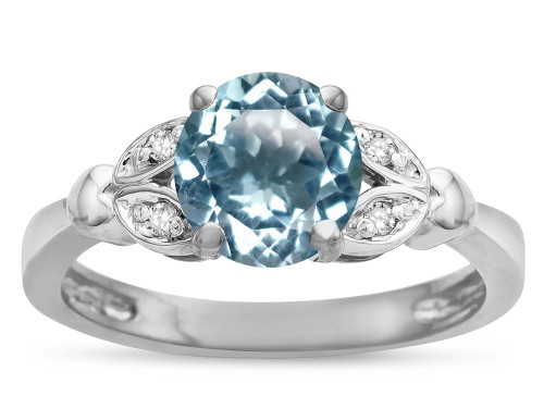 Star K Round 7mm Genuine Sky Blue Topaz Marquee Design Promise Engagement Ring - 316722A75