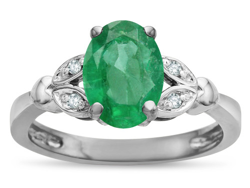 Star K Oval 8x6 Genuine Emerald Marquee Design Engagement Promise Ring - 316698AF4