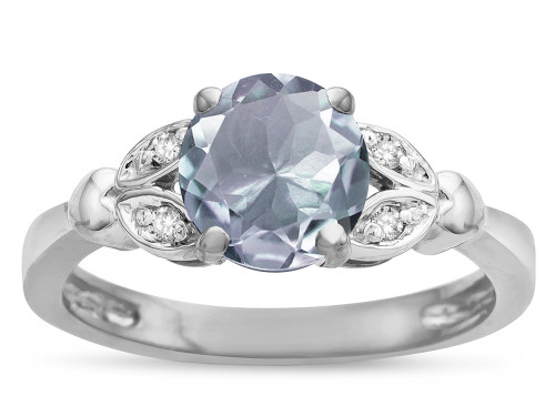 Star K Round 7mm Genuine Aquamarine Marquee Design Promise Engagement Ring - 316723P75