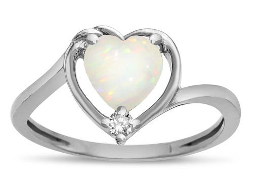 Star K Genuine Opal Heart Bypass Love Knot Promise Ring - 316215AF45