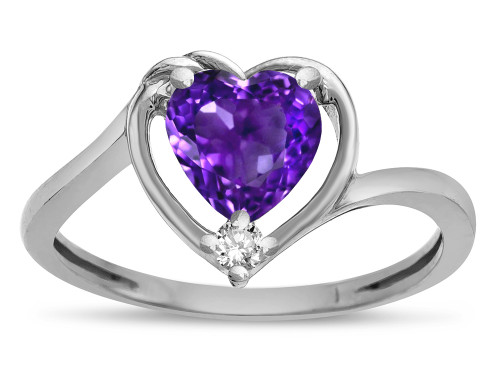 Star K Genuine Amethyst Heart Bypass Love Knot Promise Ring - 316176AF65