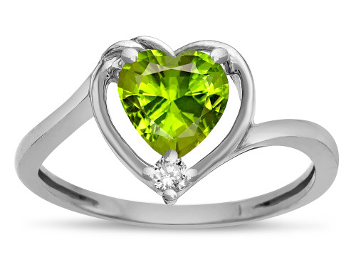 Star K Genuine Peridot Heart Bypass Love Knot Promise Ring - 316214AF7