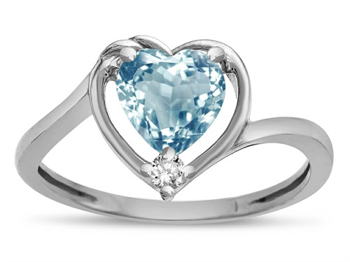 Star K Genuine Sky Blue Topaz Heart Bypass Love Knot Promise Ring - 316182AP85
