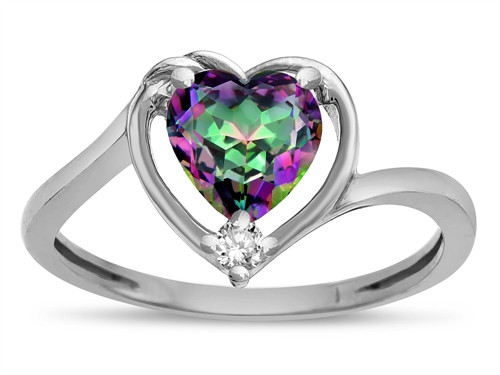 Star K Heart Mystic Rainbow Topaz Bypass Love Knot Promise Ring - 316173P7