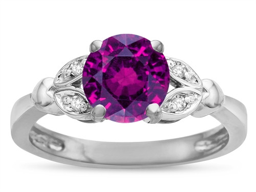Star K Round 7mm Genuine Rhodolite Marquee Design Promise Engagement Ring - 316749AP75
