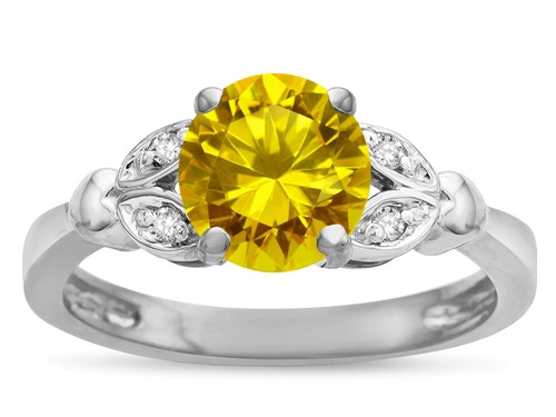 Star K Round 7mm Genuine Citrine Marquee Design Promise Engagement Ring - 316747AP7