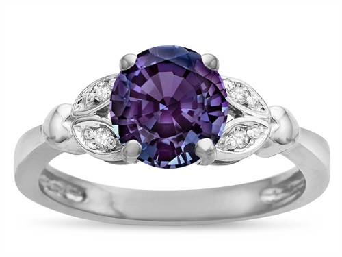 Star K Round 7mm Simulated Alexandrite Marquee Design Promise Engagement Ring - 316735A55