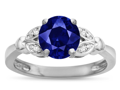 Star K Round 7mm Created Sapphire Marquee Design Promise Engagement Ring - 316751W75