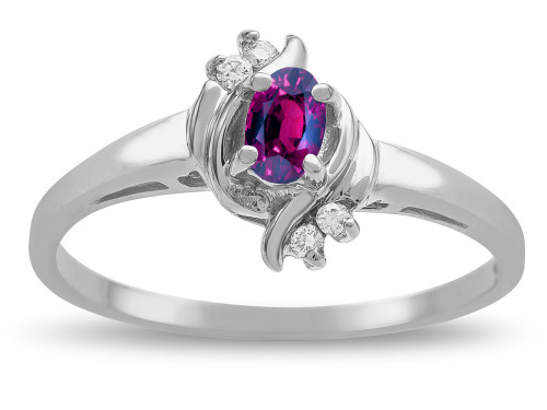 Star K Small Oval 5x3mm Genuine Rhodolite Bypass Ring - 316116AP85