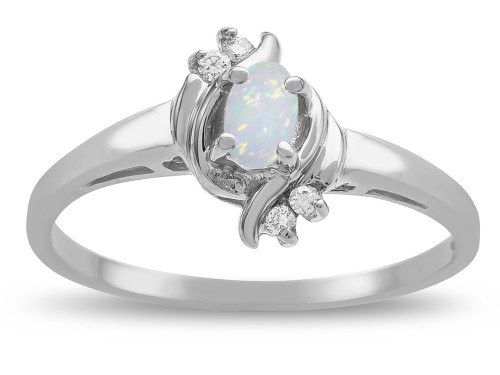 Star K Small Oval 5x3mm Genuine Opal Bypass Ring - 316096P85