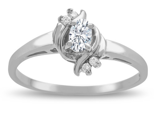 Star K Small Oval 5x3mm Genuine White Topaz Bypass Ring - 316103P7