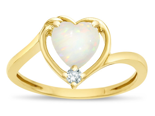 Star K Heart Genuine Opal Bypass Love Knot Promise Ring - 316164P55