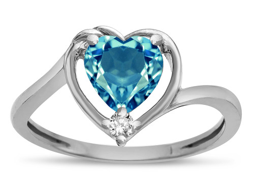 Star K Heart Genuine Blue Topaz Bypass Love Knot Promise Ring - 316160P4