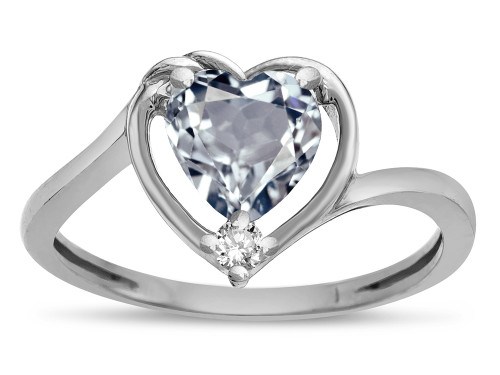 Star K Heart Genuine Aquamarine Bypass Love Knot Promise Ring - 316159A4