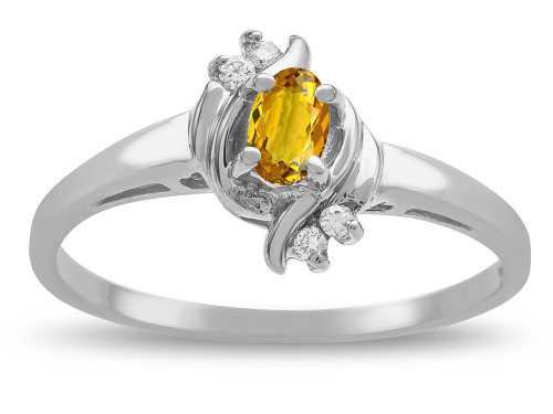 Star K Small Oval 5x3mm Genuine Citrine Bypass Ring - 316148AF5