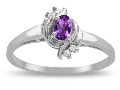 Star K Small Oval 5x3mm Genuine Amethyst Bypass Ring - 316122B75