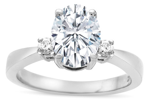 Star K 3 Three Stone Oval Genuine White Topaz Classic Engagement Promise Ring - 315976A75