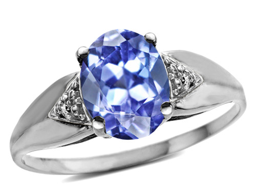 Star K Oval 9x7 Genuine Tanzanite trillion miracle setting wide band Ring - 314986AP45