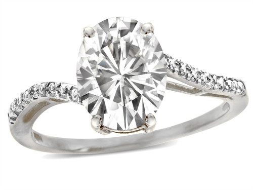 Star K Big Stone Oval 10x8 Genuine White Topaz Bypass solitaire engagement promise ring - 314709A75